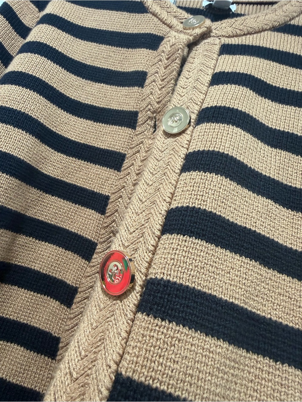 J. Crew Striped Button-Front Cardigan in Camel and Black - Picture 4 of 10
